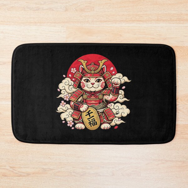 Item preview, Japanese Samurai Cat | Lucky Maneki Neko Warrior with Fortune Kanji designed and sold by MrDev.