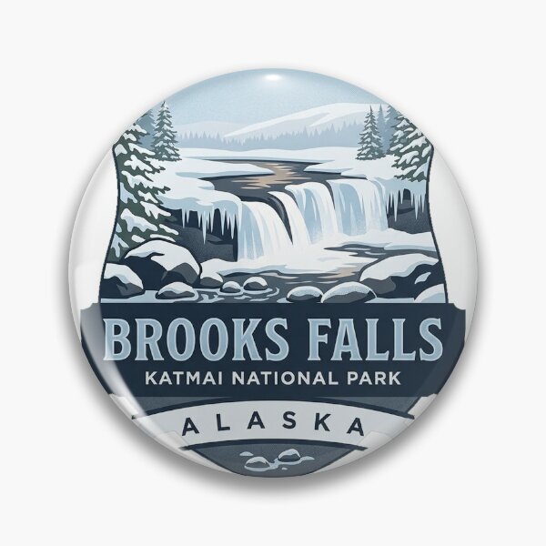 Item preview, Brooks Falls Winter Alaska Heraldic Crest Sticker designed and sold by DetourDgn.