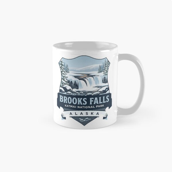 Item preview, Brooks Falls Winter Alaska Heraldic Crest Sticker designed and sold by DetourDgn.