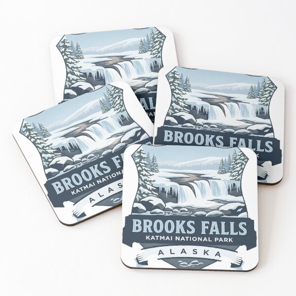 Item preview, Brooks Falls Winter Alaska Heraldic Crest Sticker designed and sold by DetourDgn.