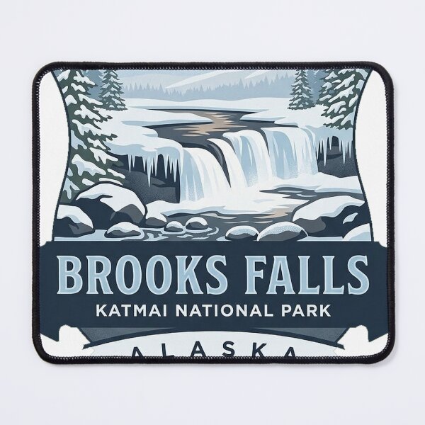 Item preview, Brooks Falls Winter Alaska Heraldic Crest Sticker designed and sold by DetourDgn.