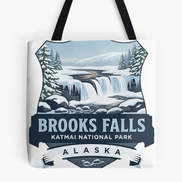 Item preview, Brooks Falls Winter Alaska Heraldic Crest Sticker designed and sold by DetourDgn.