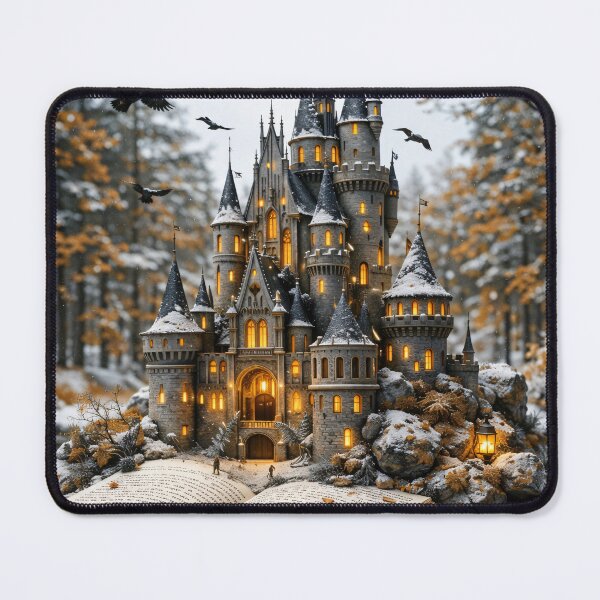 Item preview, Snowy Castle Rising from an Open Book – Magical Winter Storybook Fantasy Art designed and sold by Kaleidoscope Print.