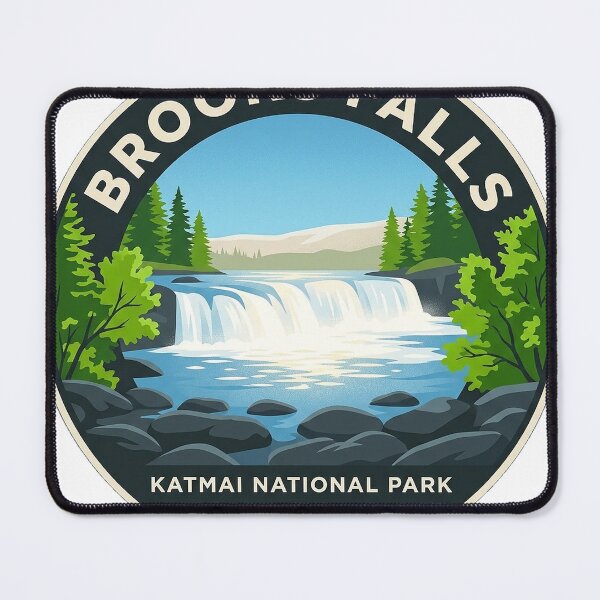 Item preview, Brooks Falls Summer Alaska Circular Badge Sticker designed and sold by DetourDgn.