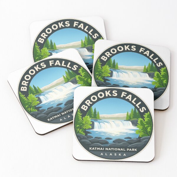 Item preview, Brooks Falls Summer Alaska Circular Badge Sticker designed and sold by DetourDgn.