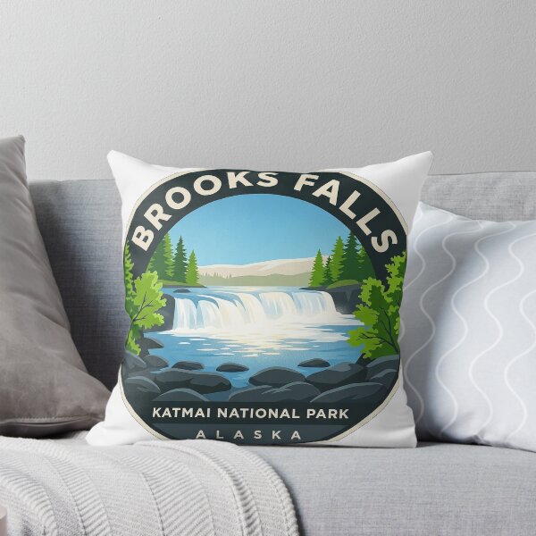 Item preview, Brooks Falls Summer Alaska Circular Badge Sticker designed and sold by DetourDgn.