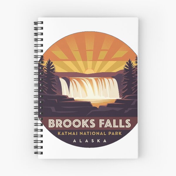 Item preview, Brooks Falls Sunset Alaska Art Deco Emblem Sticker designed and sold by DetourDgn.