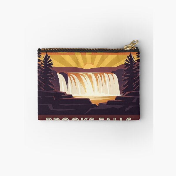 Item preview, Brooks Falls Sunset Alaska Art Deco Emblem Sticker designed and sold by DetourDgn.