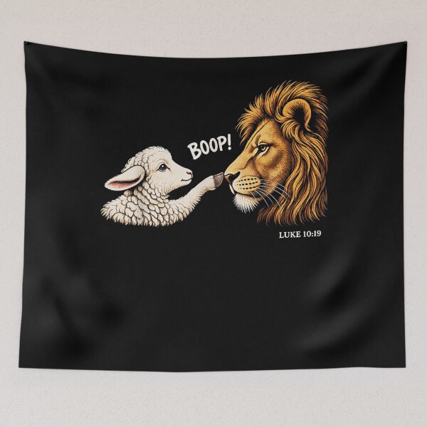 Item preview, Boop Luke 10:19 Funny Lion and Lamb Boop Bible Verse designed and sold by raewaelchi.