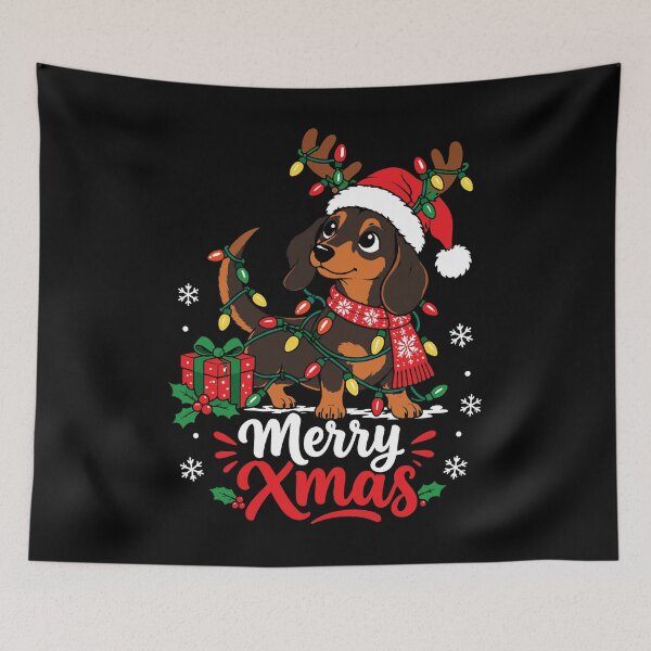Item preview, Merry Xmas Dachshund Christmas Dog Holiday Lights Cute Wiener Dog designed and sold by mraihan.