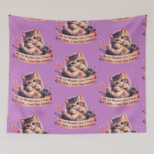 Item preview, Cat Doesn't Give 2 Fucks designed and sold by Shy Fractal Designs.