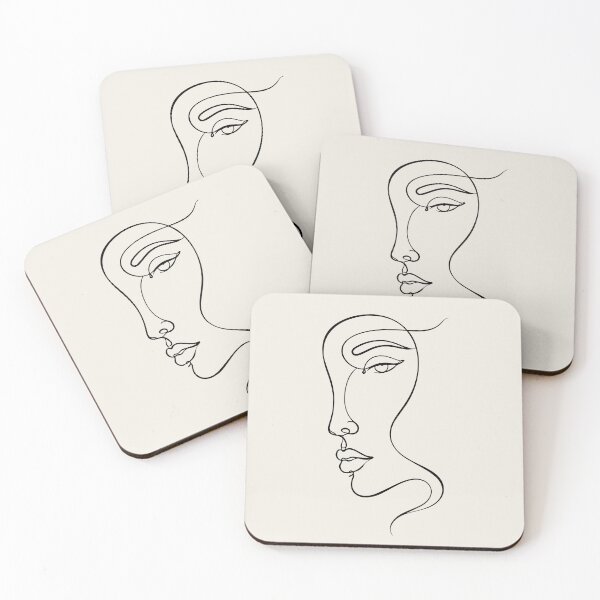 Item preview, woman half face line drawing - abstract line art designed and sold by FemmePod.