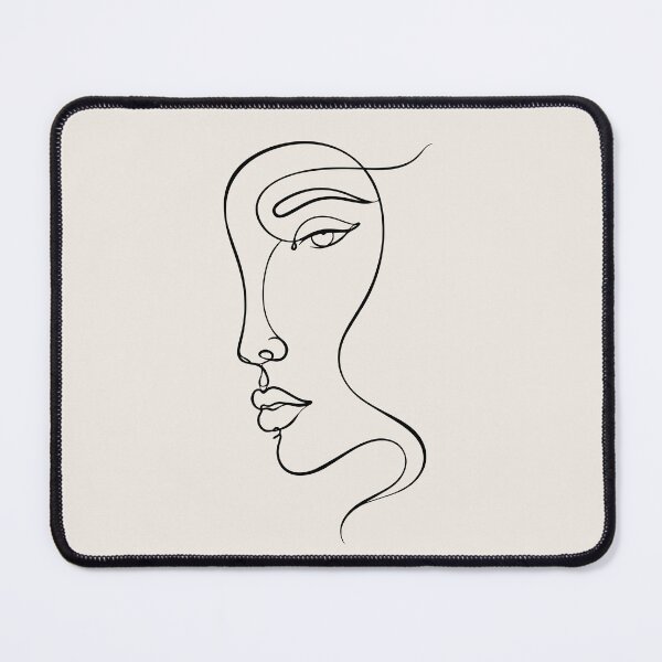 Item preview, woman half face line drawing - abstract line art designed and sold by FemmePod.