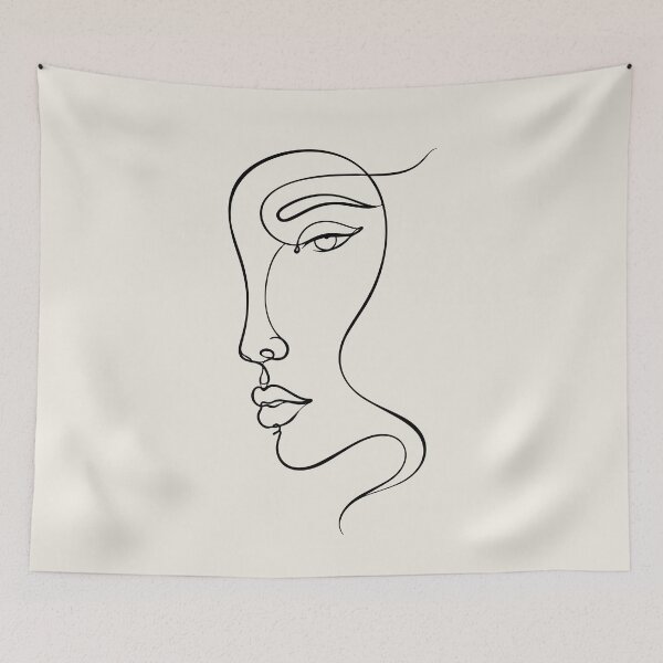 Item preview, woman half face line drawing - abstract line art designed and sold by FemmePod.