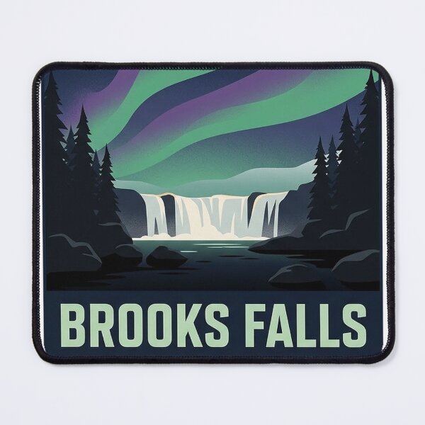 Item preview, Brooks Falls Northern Lights Alaska Crest Sticker designed and sold by DetourDgn.