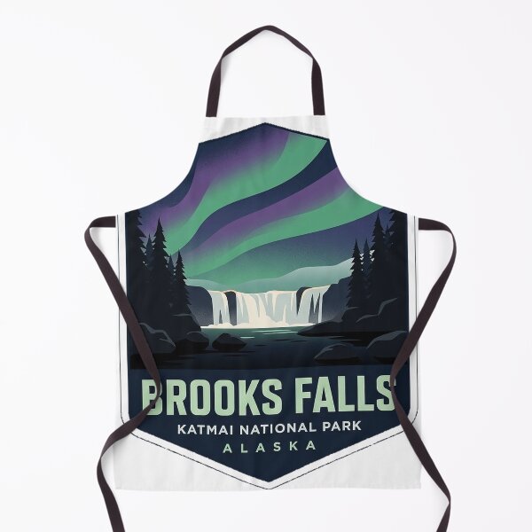 Item preview, Brooks Falls Northern Lights Alaska Crest Sticker designed and sold by DetourDgn.