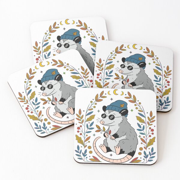 Item preview, Cool Opossum in Beanie & Sunglasses — Autumn Botanical Art designed and sold by Ink & Kind Studio.