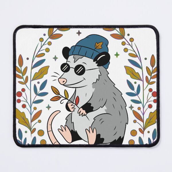 Item preview, Cool Opossum in Beanie & Sunglasses — Autumn Botanical Art designed and sold by Ink & Kind Studio.