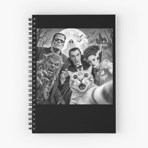 Item preview, Cat Selfie with Retro Horror Movie Monsters Funny Halloween designed and sold by raewaelchi.