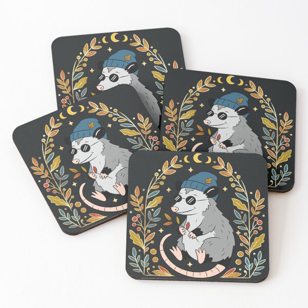 Item preview, Cool Opossum in Beanie & Sunglasses — Autumn Botanical Art designed and sold by Ink & Kind Studio.