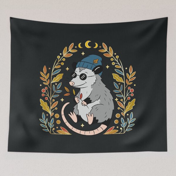 Item preview, Cool Opossum in Beanie & Sunglasses — Autumn Botanical Art designed and sold by Ink & Kind Studio.
