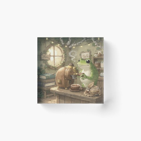 Item preview, Frog Barista Pulling Espresso From an Acorn designed and sold by PictorialWhimsy.