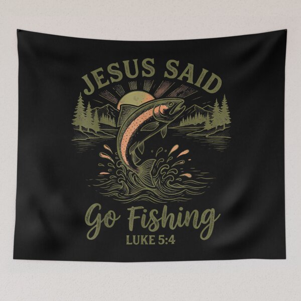 Item preview, Christian Fisherman Jesus Said Go Fishing Luke 5:4 Men designed and sold by raewaelchi.