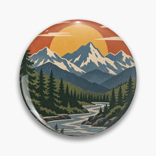 Item preview, Río de montaña retro y setas designed and sold by WaynesCave.