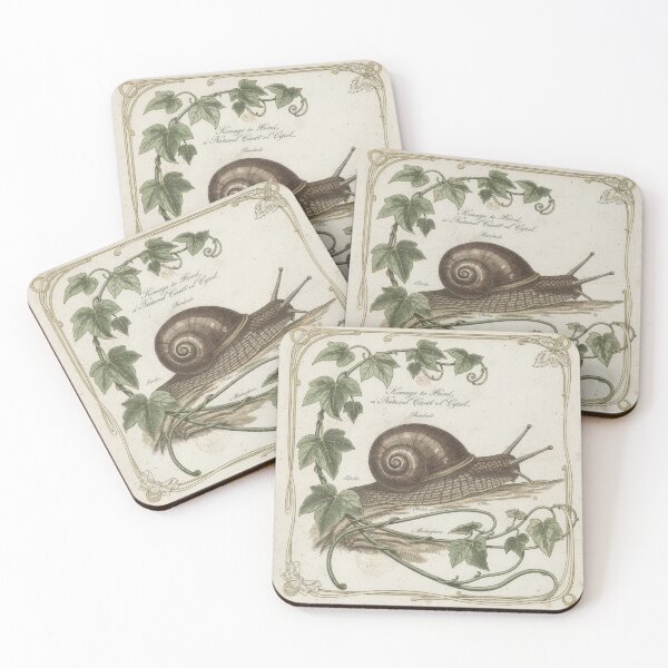 Item preview, Vintage Snail and Ivy Botanical Plate in Gold designed and sold by PictorialWhimsy.