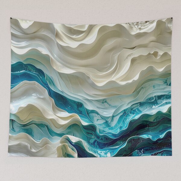 Item preview, Duality of Ivory Ceramic and Cobalt Waves designed and sold by Vicky Brago-Mitchell®.