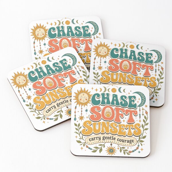 Item preview, Chase Soft Sunsets Carry Gentle Courage Celestial Sun Moon Boho Art designed and sold by inkoutninja.