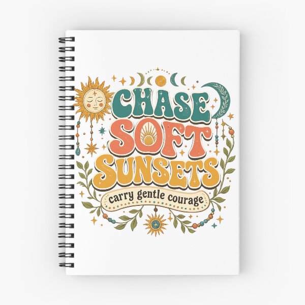 Item preview, Chase Soft Sunsets Carry Gentle Courage Celestial Sun Moon Boho Art designed and sold by inkoutninja.