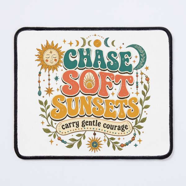 Item preview, Chase Soft Sunsets Carry Gentle Courage Celestial Sun Moon Boho Art designed and sold by inkoutninja.
