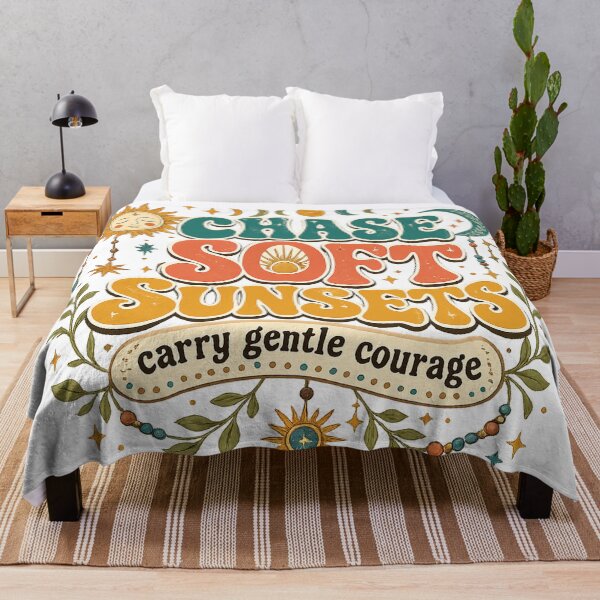 Item preview, Chase Soft Sunsets Carry Gentle Courage Celestial Sun Moon Boho Art designed and sold by inkoutninja.
