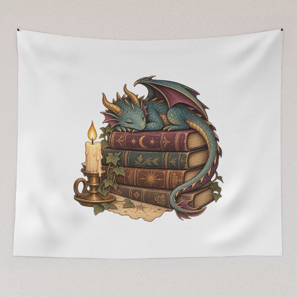 Item preview, Sleeping Dragon on a Stack of Books designed and sold by WaynesCave.