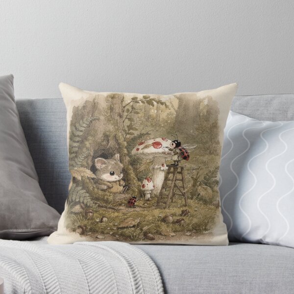 Item preview, Ladybug Folk Painting Spots on Toadstools designed and sold by PictorialWhimsy.