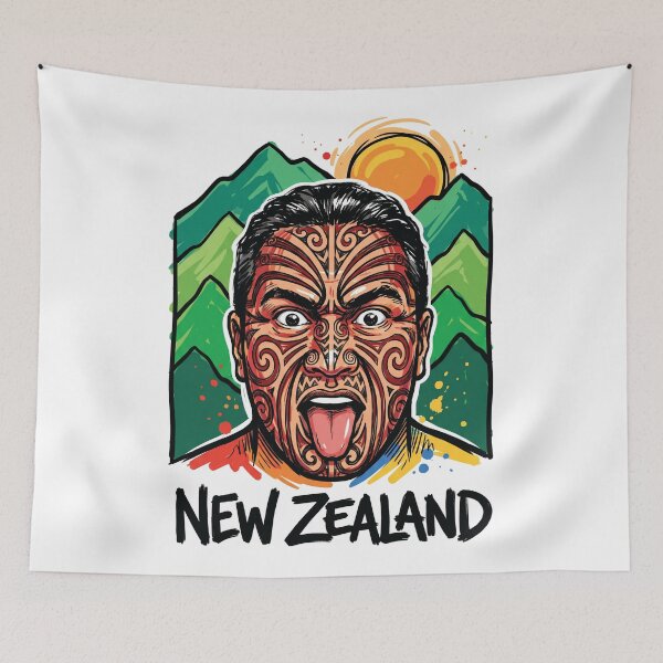 Item preview, Maori Haka Warrior Face New Zealand Art Print designed and sold by Merch by Das Design Studio.
