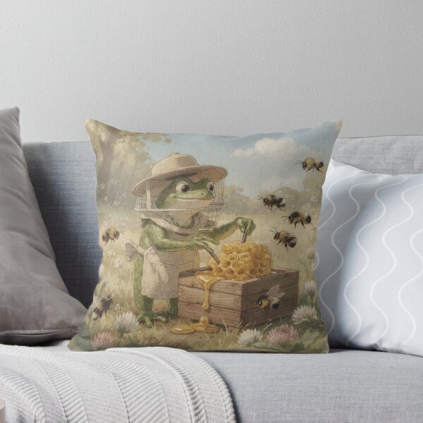 Item preview, Frog Beekeeper Tending a Bumblebee Hive designed and sold by PictorialWhimsy.