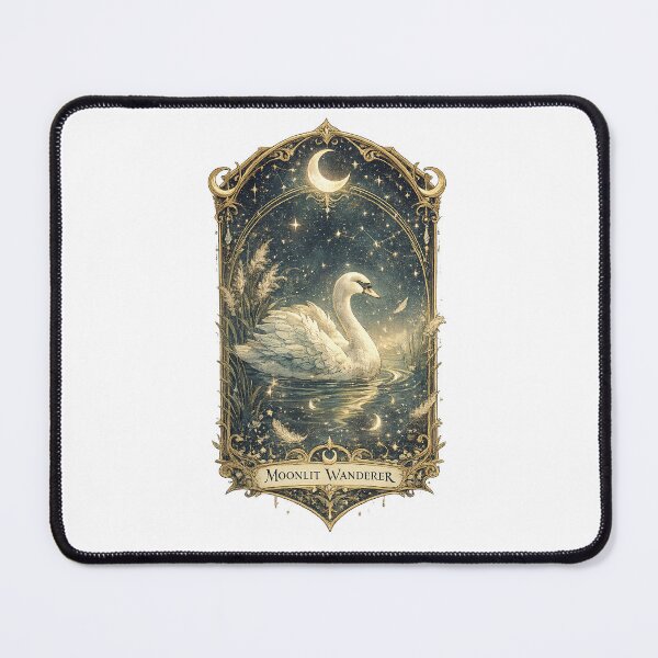 Item preview, Moonlit Wanderer Swan Crescent Moon Celestial Gothic Cottagecore Art designed and sold by inkoutninja.
