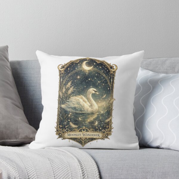 Item preview, Moonlit Wanderer Swan Crescent Moon Celestial Gothic Cottagecore Art designed and sold by inkoutninja.