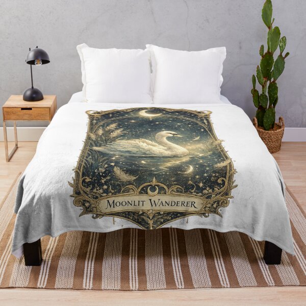 Item preview, Moonlit Wanderer Swan Crescent Moon Celestial Gothic Cottagecore Art designed and sold by inkoutninja.