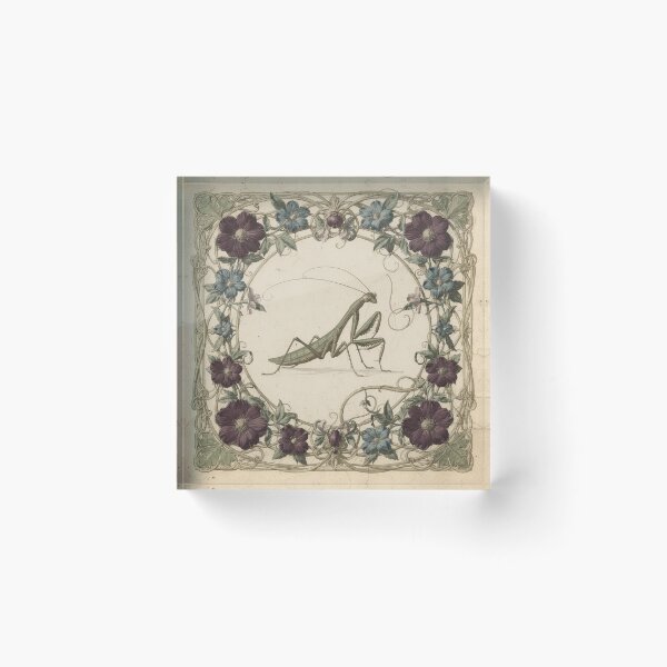 Item preview, Art Nouveau Praying Mantis Study in Gilt designed and sold by PictorialWhimsy.