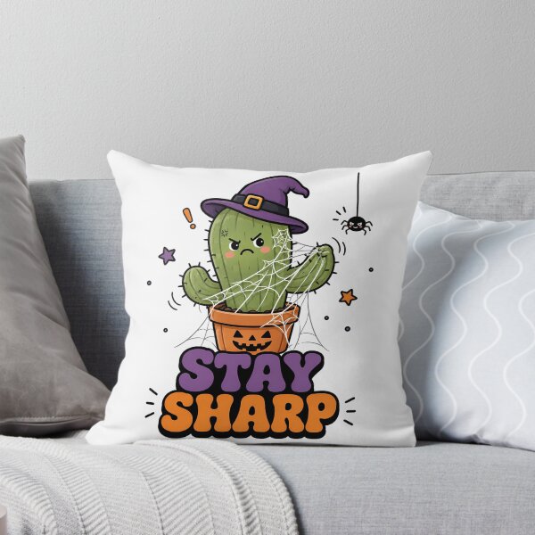 Item preview, Groovy Retro Stay Sharp Cactus - Funny Halloween Pumpkin Pot designed and sold by ianm1028.