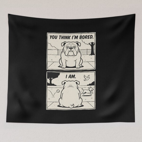 Item preview, English Bulldog Bored Funny Dog Comic designed and sold by SplashTastic.