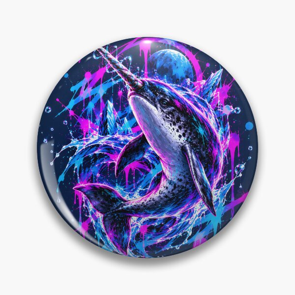 Item preview, Cosmic Narwhal Leaping Through Neon Waters designed and sold by srangiem-cc.