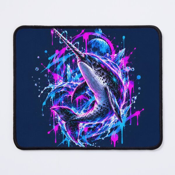 Item preview, Cosmic Narwhal Leaping Through Neon Waters designed and sold by srangiem-cc.