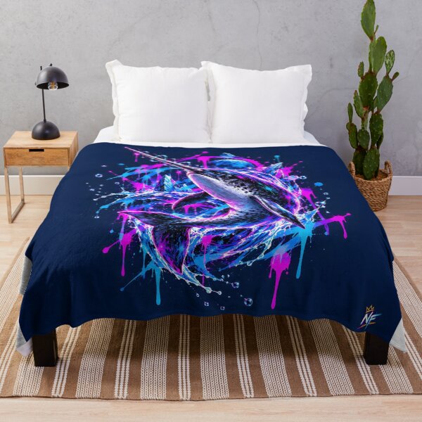 Item preview, Cosmic Narwhal Leaping Through Neon Waters designed and sold by srangiem-cc.