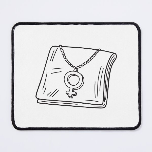 Item preview, doodle illustration of a Venus symbol necklace on a velvet cloth designed and sold by rasagamastore.