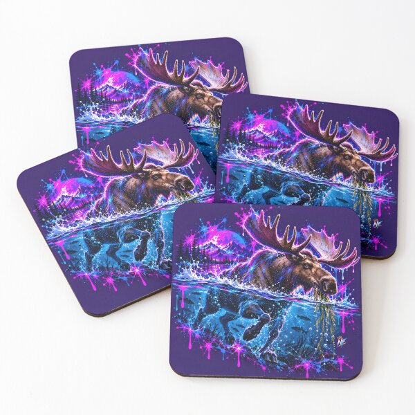 Item preview, Neon Moose with Massive Antlers in Water designed and sold by srangiem-cc.