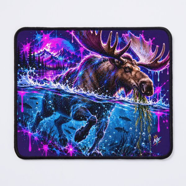 Item preview, Neon Moose with Massive Antlers in Water designed and sold by srangiem-cc.